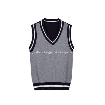 Gilet d&#39;école tricoté en pur coton de couleur contrastée pour garçon